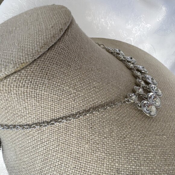 APT 9 Silver Tone Short CZ Statement Necklace Earring Set 2 PC Party Prom NEW - Picture 10 of 16